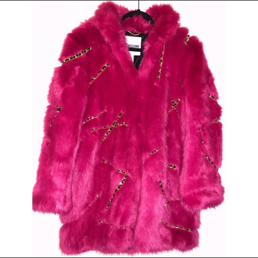 Pink Gold Faux Fur Coat